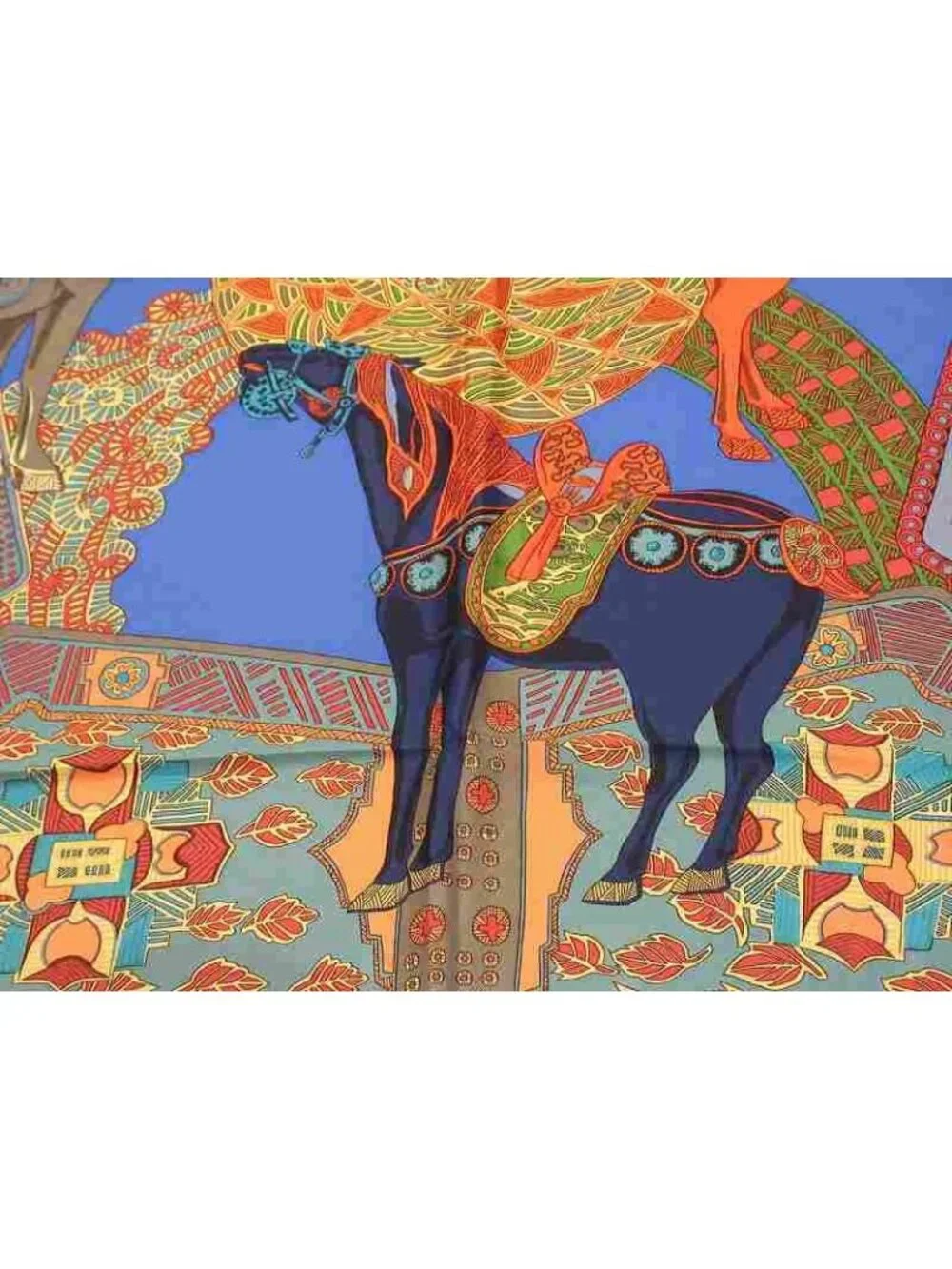 Hermes Scarf Carre 90 Step Art Des Steppes Silk Blue